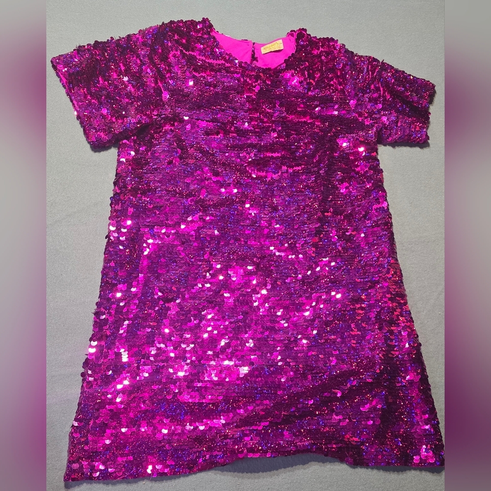 Anthropologie Verb By Pallavi Singhee Pink Sequin Shift Dress PTP 20 Length 35 - Picture 8 of 10